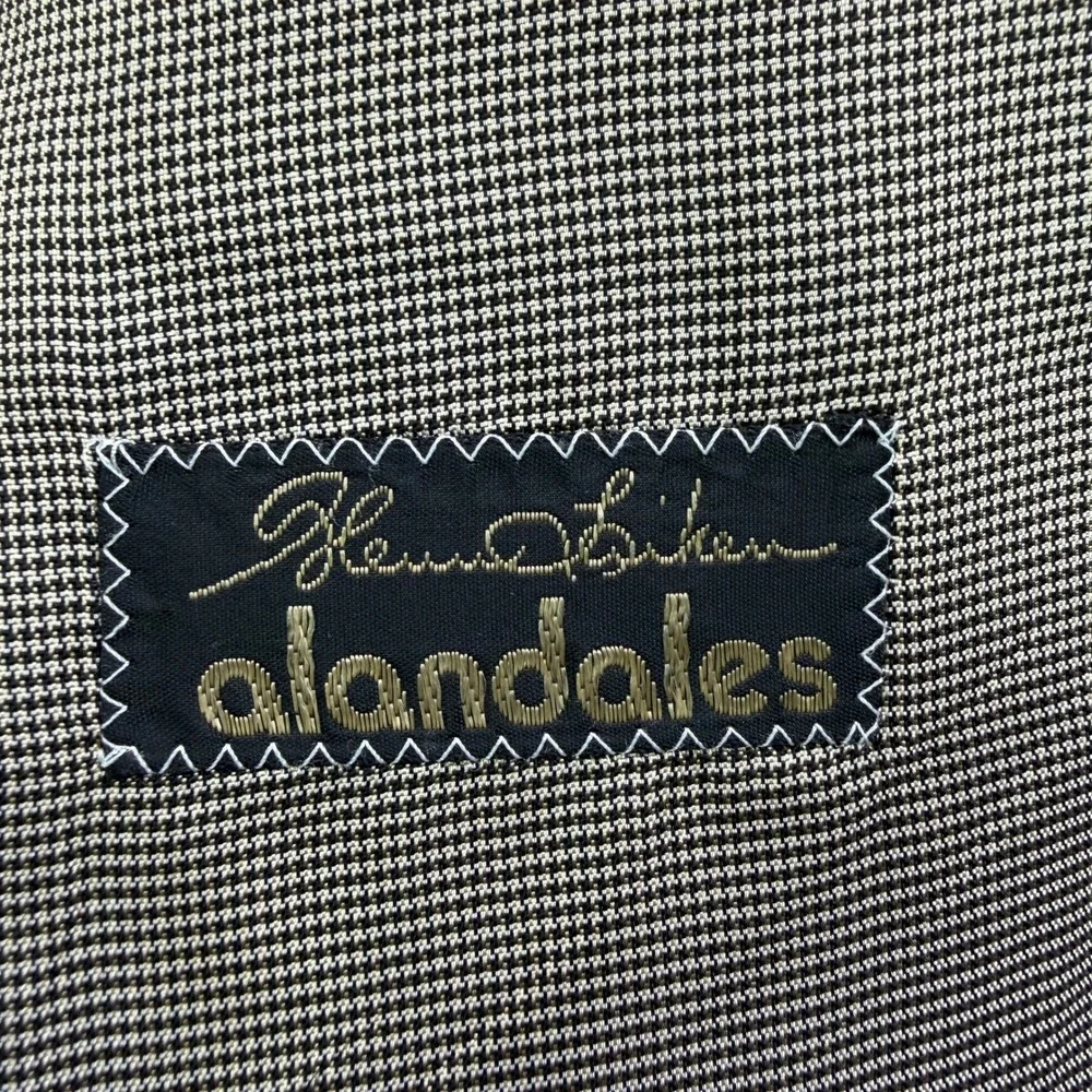 VTG Alandales Ermenegildo Zegna Wool Sport Coat Mens 42R Tan Houndstooth Blazer